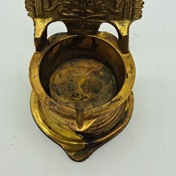 Vintage Brass Diya Lamp Kamakshi - Picture 9 of 11